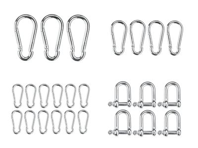 Karabińczyk lub zestaw stalowych ogniw z śrubą