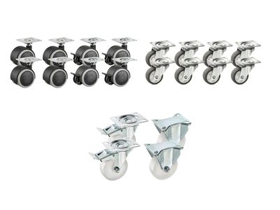 Furniture castor set, 4 or 8 pieces