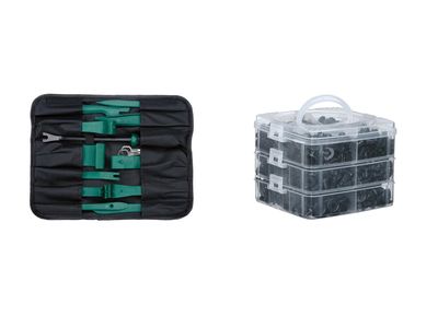 Set de cleme de montaj și bride pentru cabluri sau trusă de scule auto